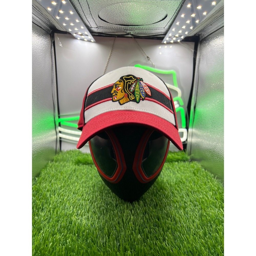 Chicago Blackhawks NHL Hat Mens Red White Black Adjustable Baseball Cap Hockey